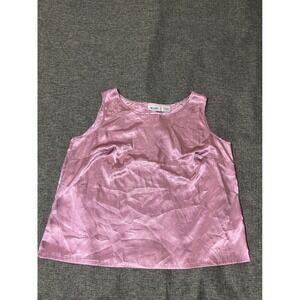 Units Woman Women's 1X Tank Top Pink Satin Sleeveless Scoop Neck Shimmer